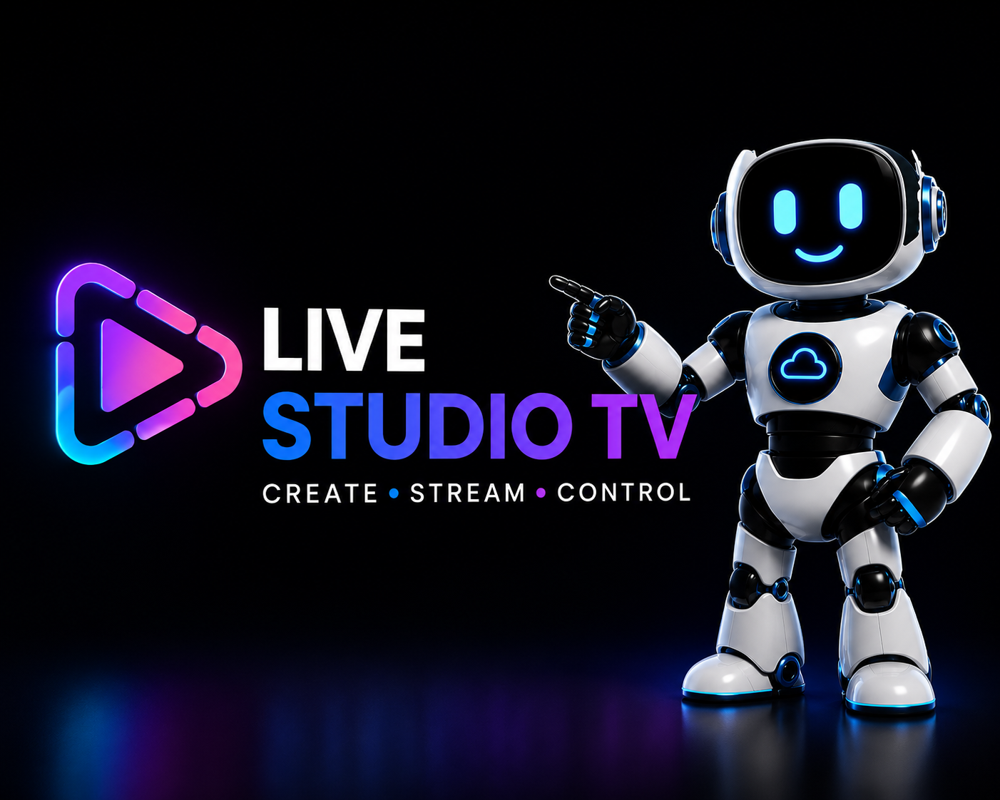 Live Studio TV robot brand visual