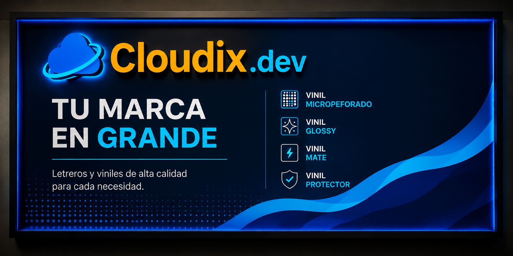 Cloudix vinyl sign preview for storefront branding