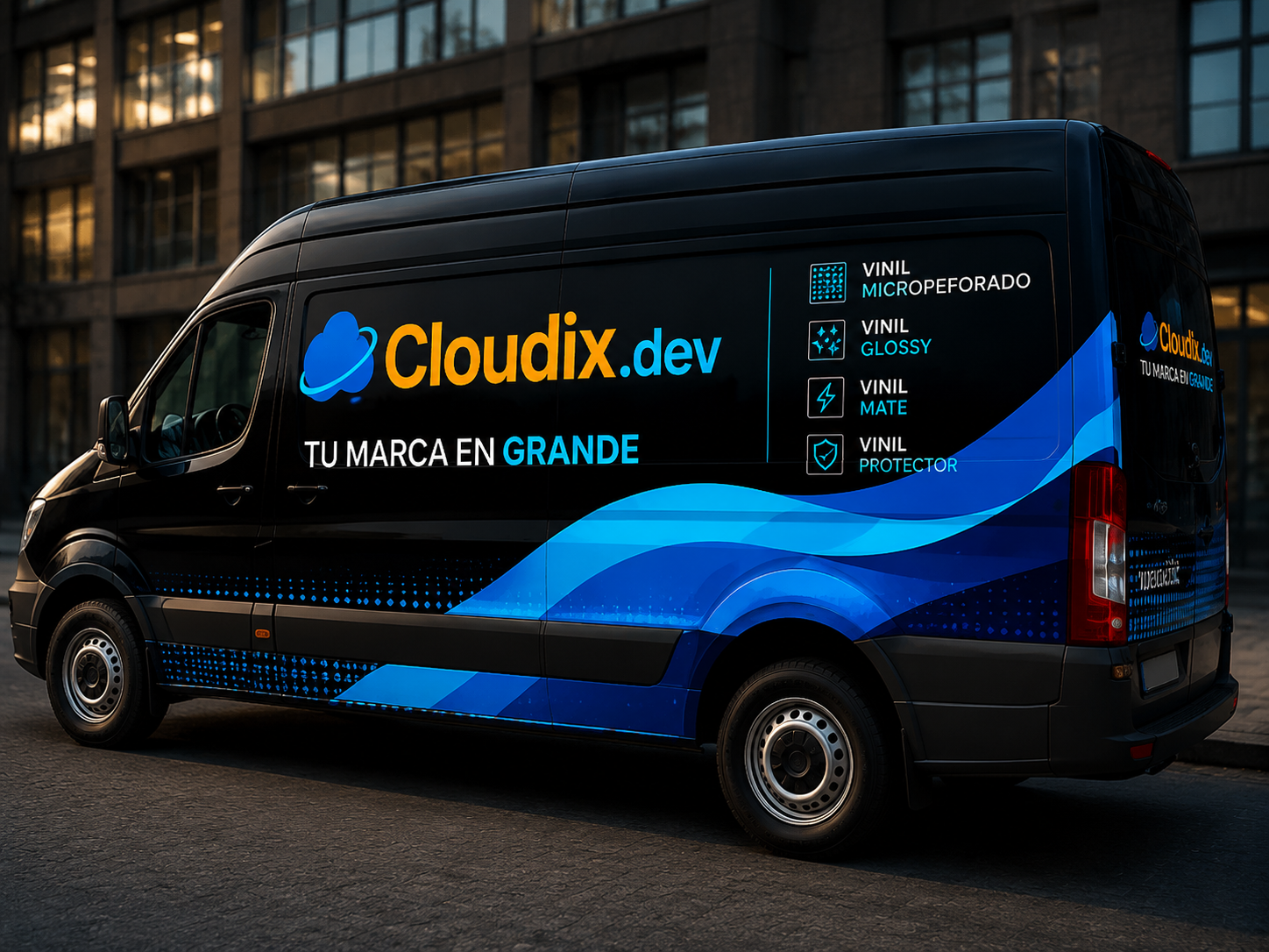 Vehicle wrap with Cloudix vinyl graphics