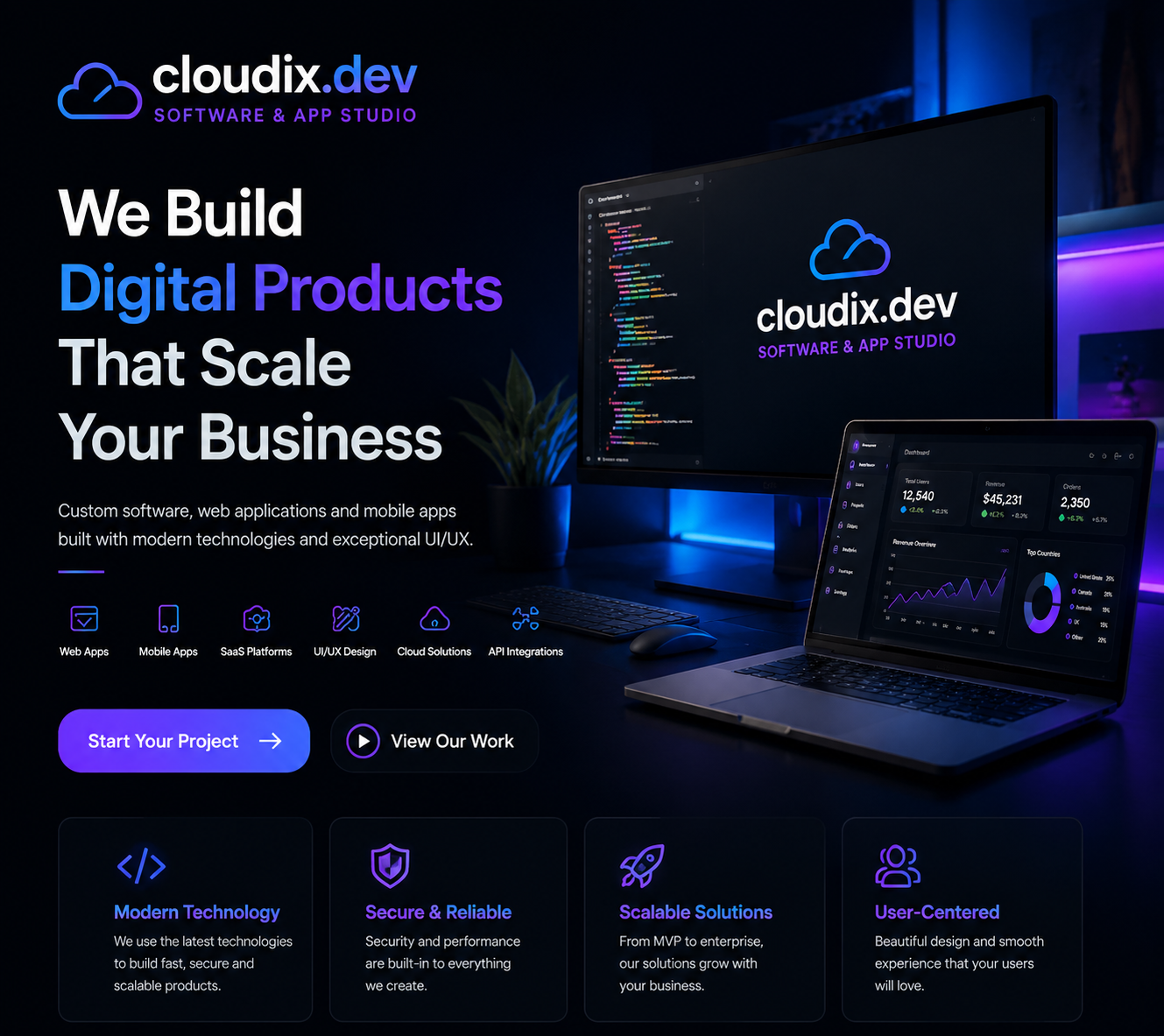Cloudix Software and App Studio digital products preview
