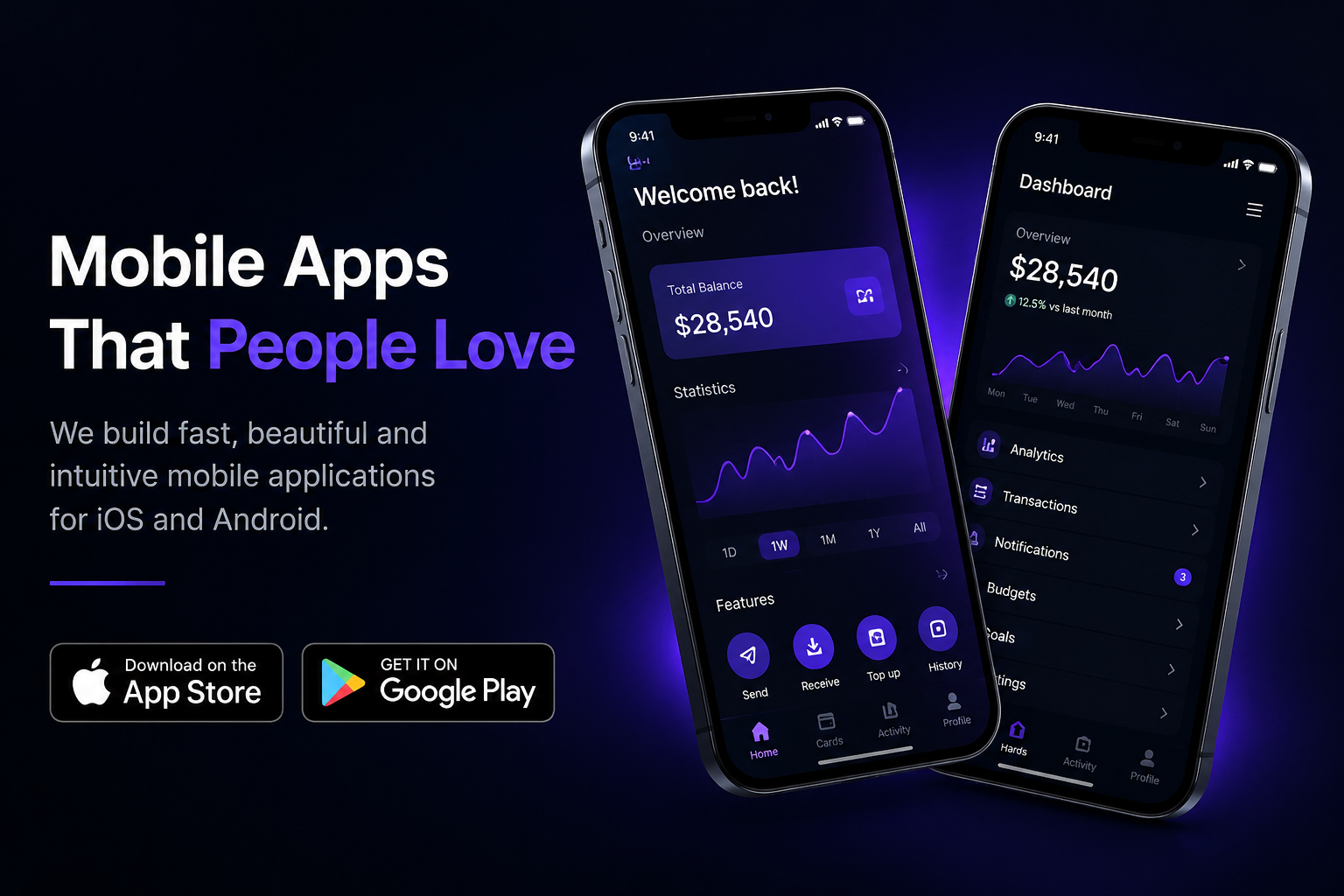 Mobile apps dashboard preview